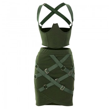 Bandage Dress Sets Womens Clubbing Outfits Two Piece Set Corset Top and Mini Skirts